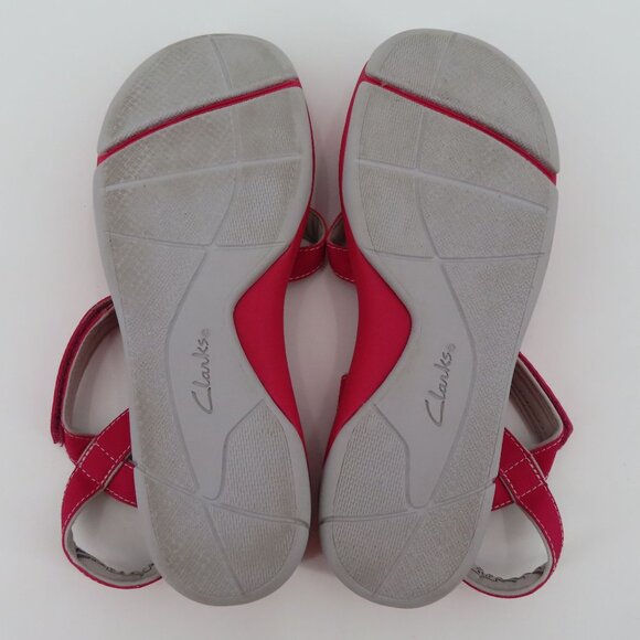 Clarks Womens 7 M 15906 Pink Gray Strappy Hook and Loop Comfort Sandals Shoes - Picture 11 of 13